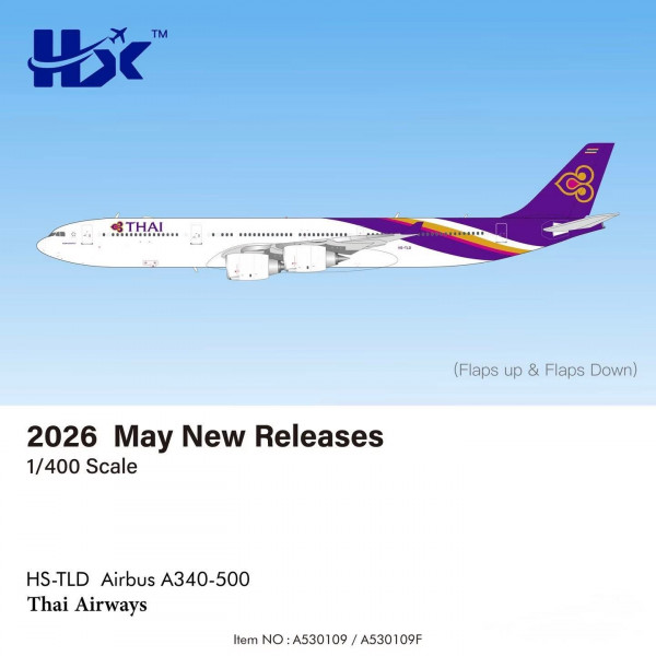 HX Models Airbus A340-500 Thai Airways Flaps Down HS-TLD 1:400 Modellflugzeug