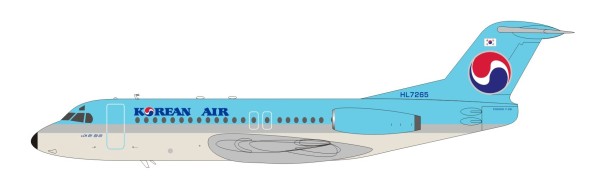 Fokker F-28-4000 Fellowship Korean Air HL7265 with Stand Scale 1/200