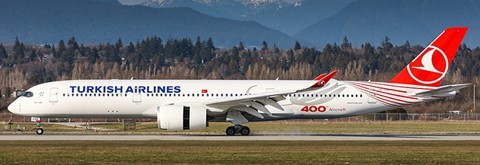 JC Wings Airbus A350-900 Turkish "400th Aircraft" TC-LGH 1:400 Modellflugzeug