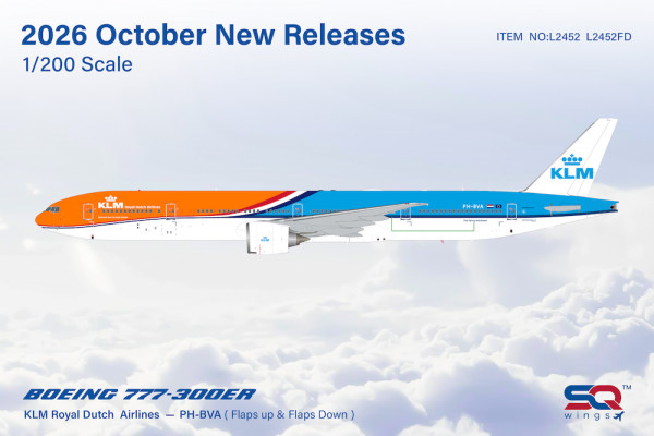 SQ Wings Boeing 777-300ER KLM "Orange Pride" Flaps Down PH-BVA 1:200 Modellflugzeug