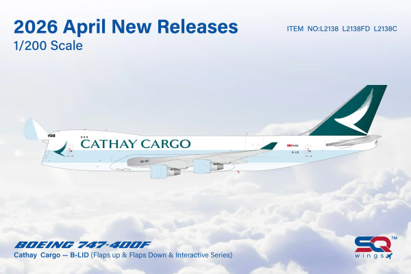 SQ Wings Boeing 747-400F Cathay Pacific Cargo B-LID 1:200 Modellflugzeug