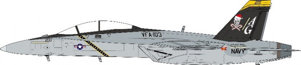 JC Wings McDonnell Douglas F/A-18F Hornet U.S. Navy USN VFA-103 Jolly Rogers 2015 1:72 Modellflugzeug