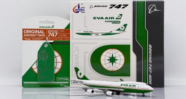 Boeing 747-400 Eva Air B-16411 Scale 1/400 + Limited Edition Aviationtag