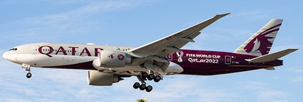 Boeing 777-200LR Qatar Airways "World Cup Livery" Flaps Down Version A7-BBI Scale 1/400