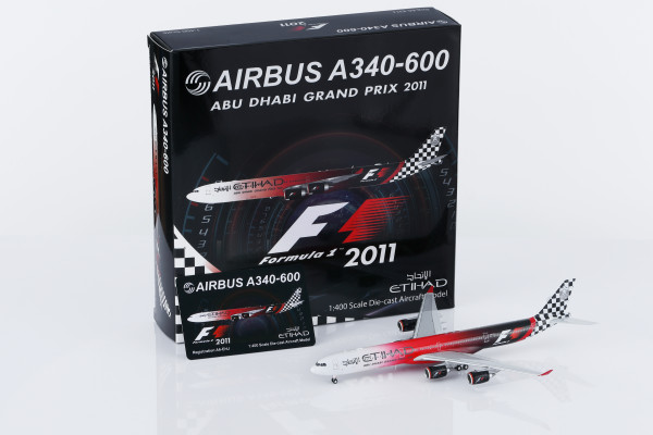 HX Models Airbus A340-600 Etihad "Abu Dhabi GP 2011" Flaps Down A6-EHJ 1:400 Modellflugzeug