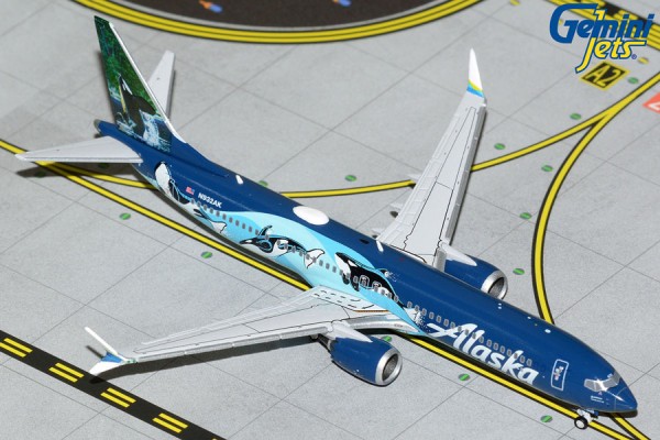 Boeing 737-MAX9 Alaska Airlines "West Coast Wonders" Orca Livery N932AK Scale 1/400