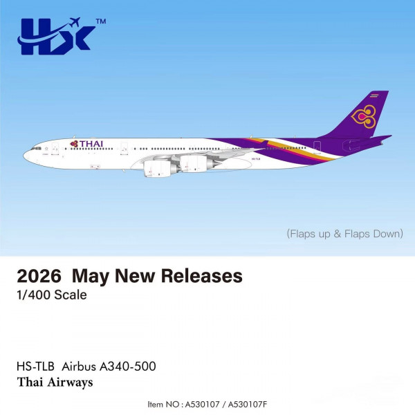 HX Models Airbus A340-500 Thai Airways Flaps Down HS-TLB 1:400 Modellflugzeug