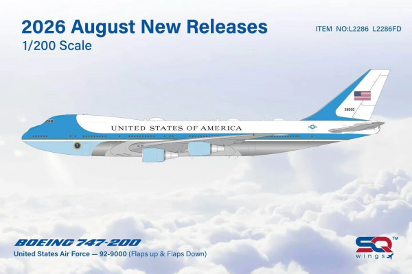 SQ Wings Boeing 747-200 U.S. Air Force USAF 92-9000 1:200 Modellflugzeug
