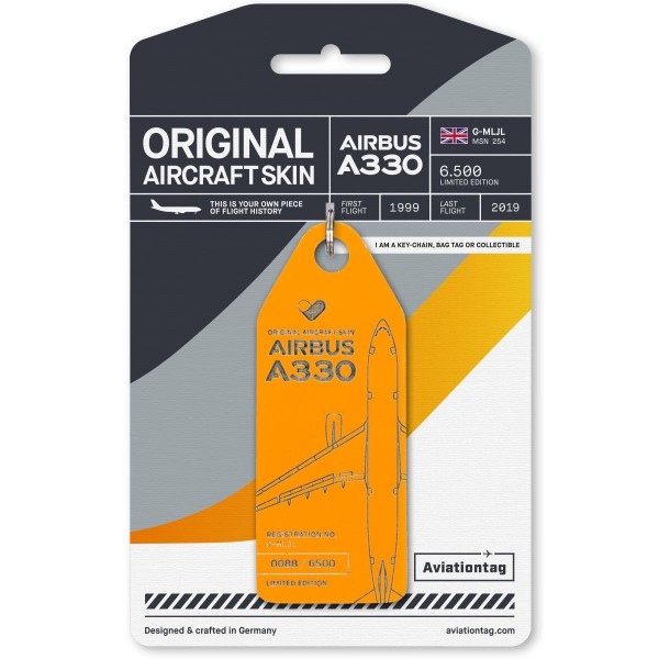 Aviationtag Airbus A330 - G-MLJL yellow (Thomas Cook) #