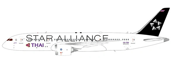 JC Wings Boeing 787-8 Thai Airways "Star Alliance" Flaps Down HS-TQO 1:400 Modellflugzeug