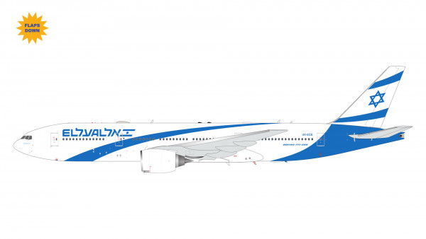 GeminiJets Boeing 777-200ER El Al Israel Flaps Down 4X-ECE 1:200 Modellflugzeug