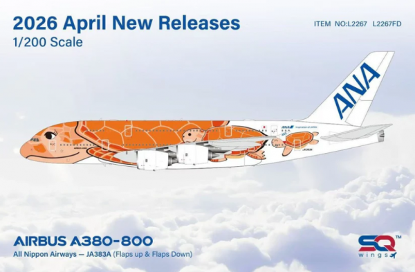 SQ Wings Airbus A380-800 All Nippon (ANA) "Flying Honu La" JA383A 1:200 Modellflugzeug