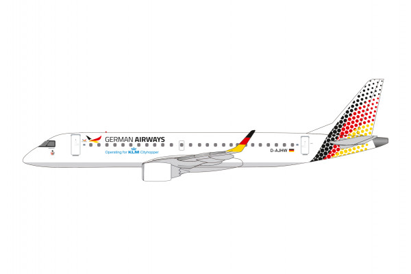 Herpa Snap-Fit Embraer 190 German Airways D-AJHW 1:100 Modellflugzeug