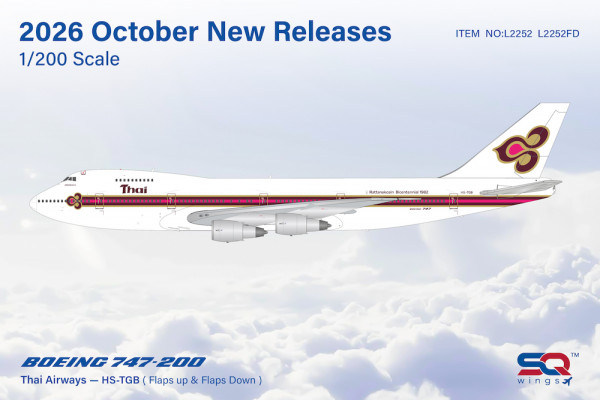 SQ Wings Boeing 747-200 Thai Airways Flaps Down HS-TGB 1:200 Modellflugzeug