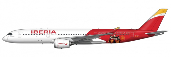 JC Wings Airbus A350-900 Iberia "FIFA World Cup 2026" EC-MYX 1:400 Modellflugzeug