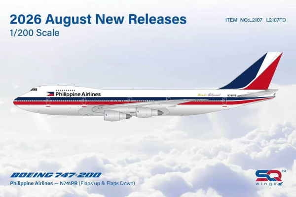 SQ Wings Boeing 747-200 Philippine N741PR 1:200 Modellflugzeug