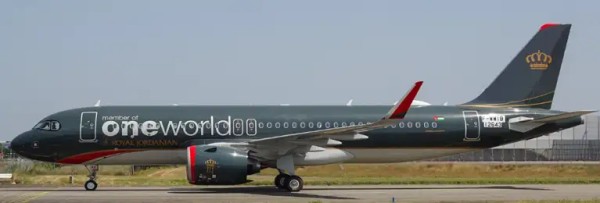 JC Wings Airbus A320neo Royal Jordanian "Oneworld" JY-RAK 1:400 Modellflugzeug
