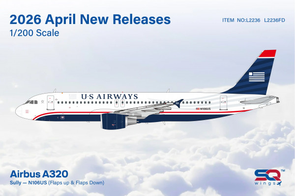 SQ Wings Airbus A320-200 US Airways "Sully" N106US 1:200 Modellflugzeug