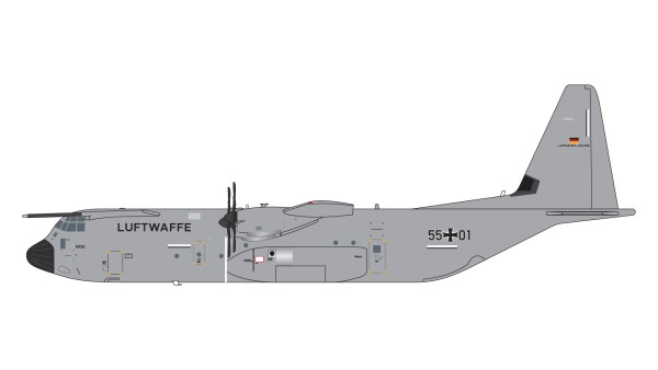 Lockheed C-130J Luftwaffe (German Air Force) 55+01 Scale 1/400