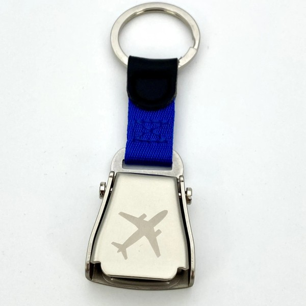 Flugzeug Seatbelt Schlüsselanhänger Flugzeuggurtschnalle mit Flaschenöffner blau