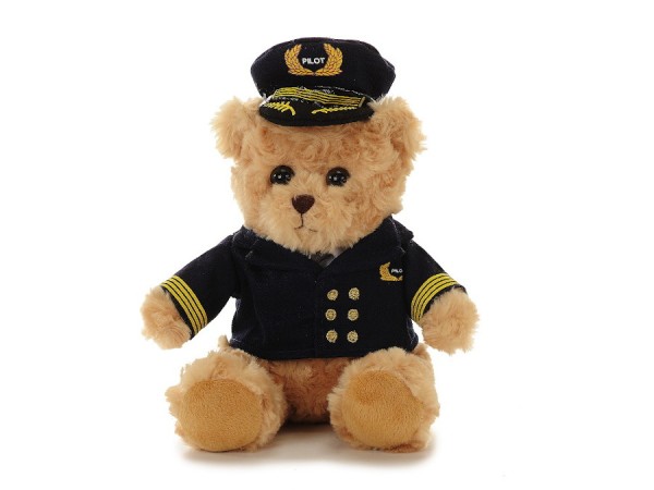 Plüschbär mit Pilotenuniform / Plush Bear with Pilot uniform 22cm