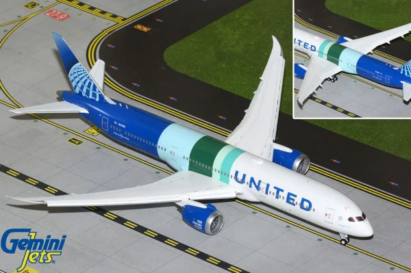 GeminiJets Boeing 787-9 United "The Future is SAF" Flaps Down N24988 1:200 Modellflugzeug