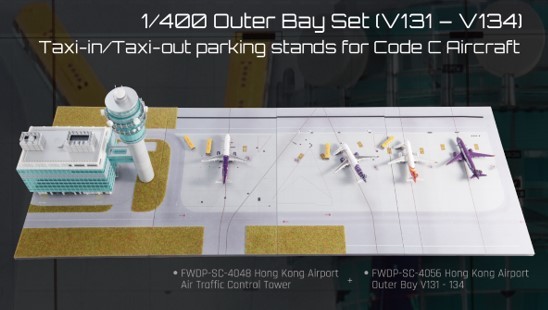 Outer Bay Set (V131 - V134, with Passenger Stair and bus) Scale 1/400 #