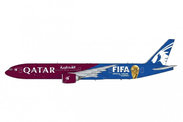 JC Wings Boeing 777-300ER Qatar "Official Airline of the Journey" Flaps Down A7-BEH 1:400 Modellflugzeug