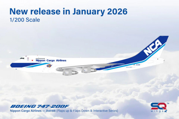 SQ Wings Boeing 747-200F Nippon Cargo JA8188 1:200 Modellflugzeug