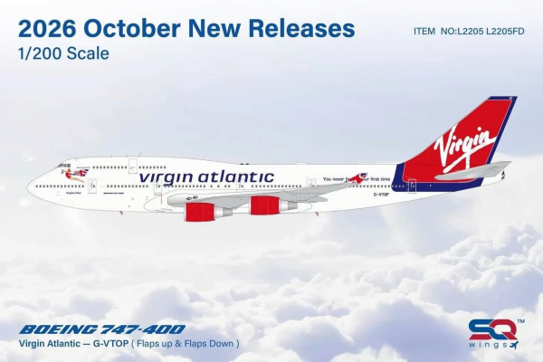 SQ Wings Boeing 747-400 Virgin Atlantic Flaps Down G-VTOP 1:200 Modellflugzeug