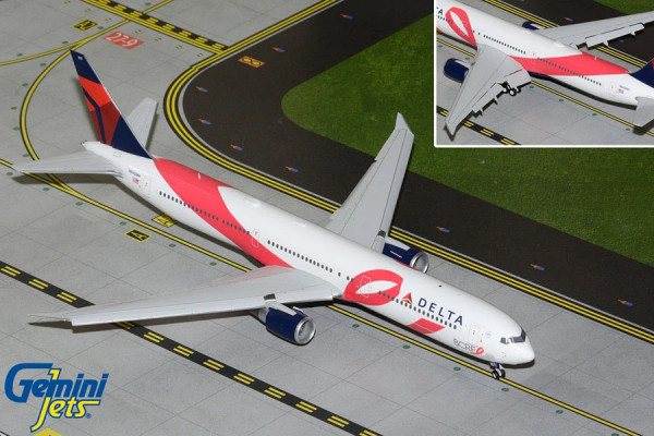 GeminiJets Boeing 767-400ER Delta "BCRF" breast cancer red ribbon Flaps Down N845MH 1:200 Modellflugzeug