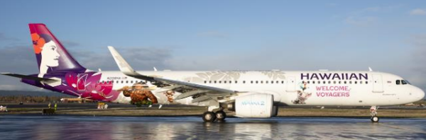 JC Wings Airbus A321neo Hawaiian "Welcome, Voyagers" N208HA 1:400 Modellflugzeug