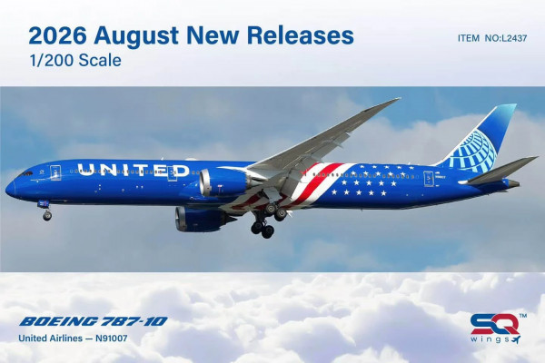 SQ Wings Boeing 787-10 United "America 250th Anniversary" N91007 1:200 Modellflugzeug