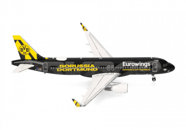 Herpa Wings Airbus A320-200 Eurowings "BVB Mannschaftsairbus 2025" D-AEWM 1:200 Modellflugzeug