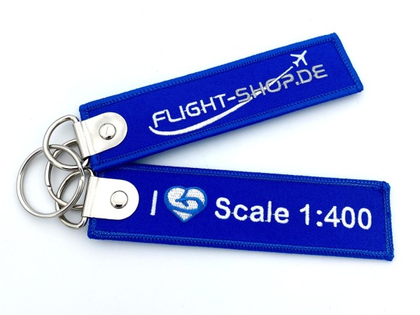 Schlüsselanhänger Flight-Shop I love Scale 1:400 130x30mm