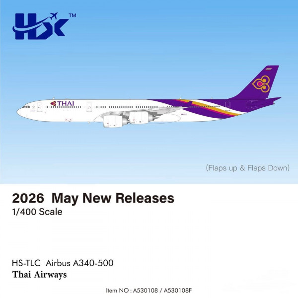 HX Models Airbus A340-500 Thai Airways Flaps Down HS-TLC 1:400 Modellflugzeug
