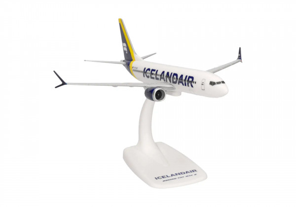 Herpa Snap-Fit Boeing 737-MAX8 Icelandair yellow tail stripe TF-ICY 1:200 Modellflugzeug