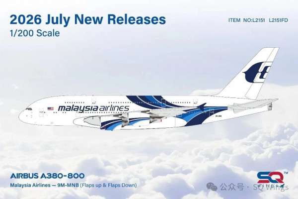 SQ Wings Airbus A380-800 Malaysia 9M-MNB 1:200 Modellflugzeug
