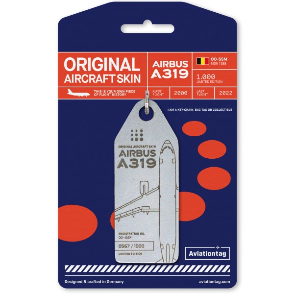 Aviationtag Airbus A319 – OO-SSM grey (Brussels Airlines) #