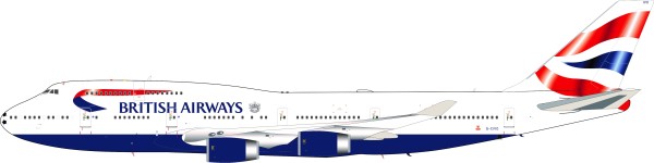 Boeing 747-436 British Airways "FOOTBALL NOSE" G-CIVO with coin and stand Scale 1/200