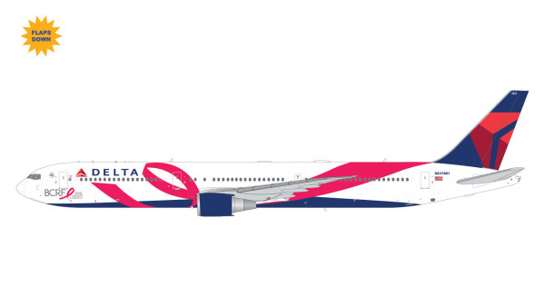 GeminiJets Boeing 767-400ER Delta "BCRF" breast cancer red ribbon Flaps Down N845MH 1:200 Modellflugzeug