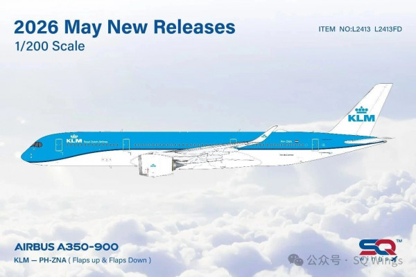SQ Wings Airbus A350-900 KLM Flaps Down PH-ZNA 1:200 Modellflugzeug