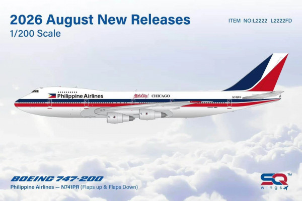 SQ Wings Boeing 747-200 Philippine "Mabuhay!" Flaps Down N741PR 1:200 Modellflugzeug