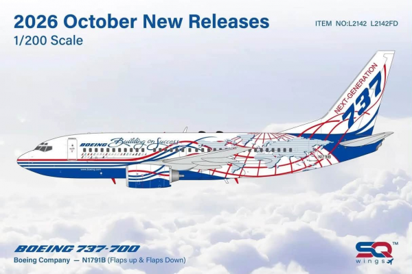 SQ Wings Boeing 737-700 House Color "Building on Success" N1791B 1:200 Modellflugzeug
