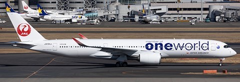 Airbus A350-900XWB Japan Airlines "OneWorld Livery" Flaps Down Version JA15XJ Scale 1/400