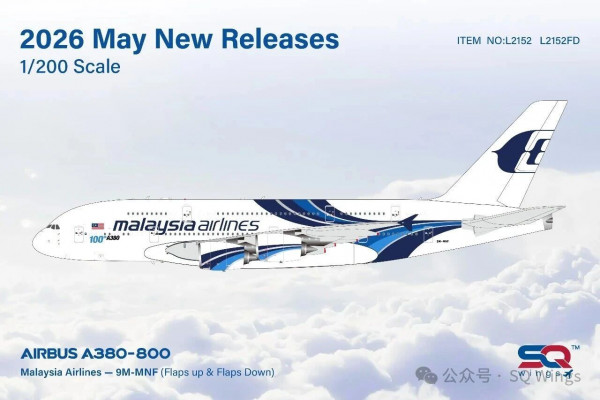 SQ Wings Airbus A380-800 Malaysia Flaps Down 9M-MNF 1:200 Modellflugzeug