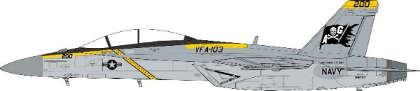 JC Wings McDonnell Douglas F/A-18F Hornet U.S. Navy USN VFA-103 Jolly Rogers 2023 1:72 Modellflugzeug