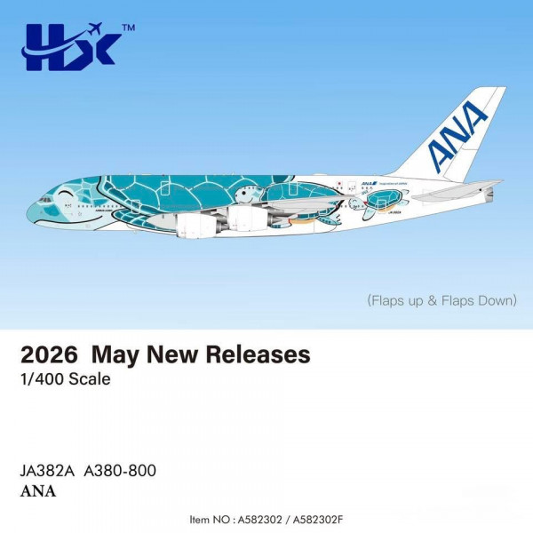 HX Models Airbus A380-800 All Nippon (ANA) "Flying Honu Kai" Flaps Down JA382A 1:400 Modellflugzeug