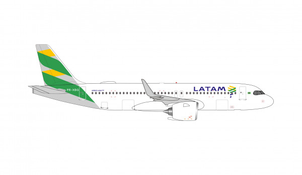 Herpa Wings Airbus A320neo LATAM "Brazil Flag" PR-XBG 1:500 Modellflugzeug