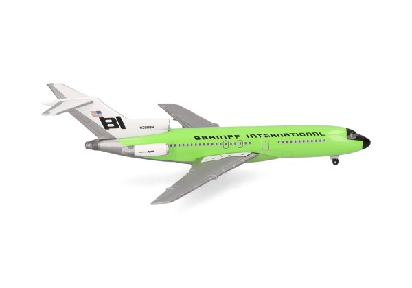 Herpa Wings Boeing 727-100 Braniff "solid lime green" N300BN 1:500 Modellflugzeug